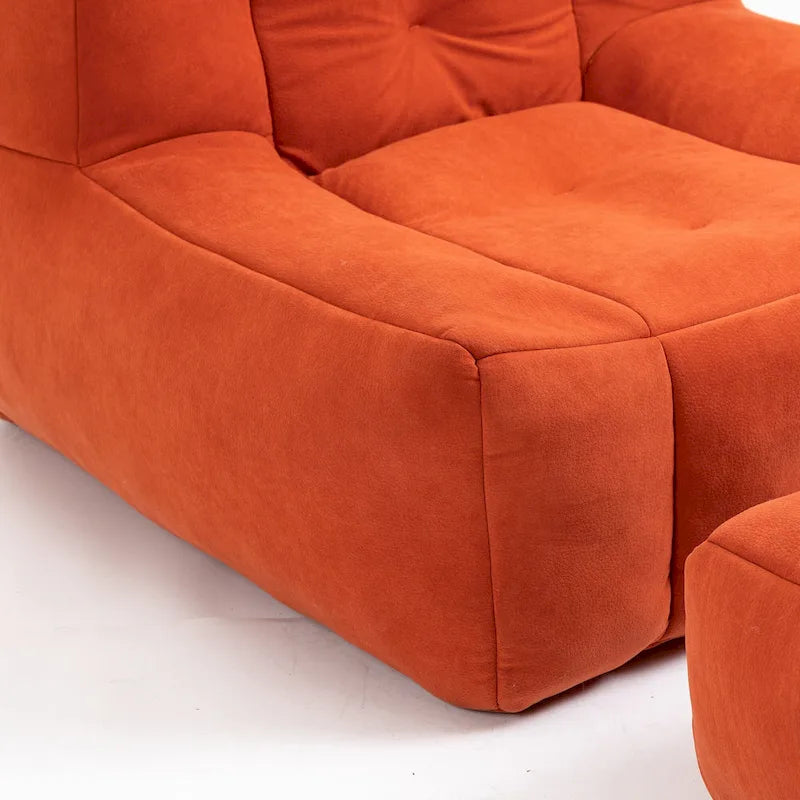 Modern 38.5 Velvet Upholstered Accent Chair with Memory Foam and Ottoman for Living Room