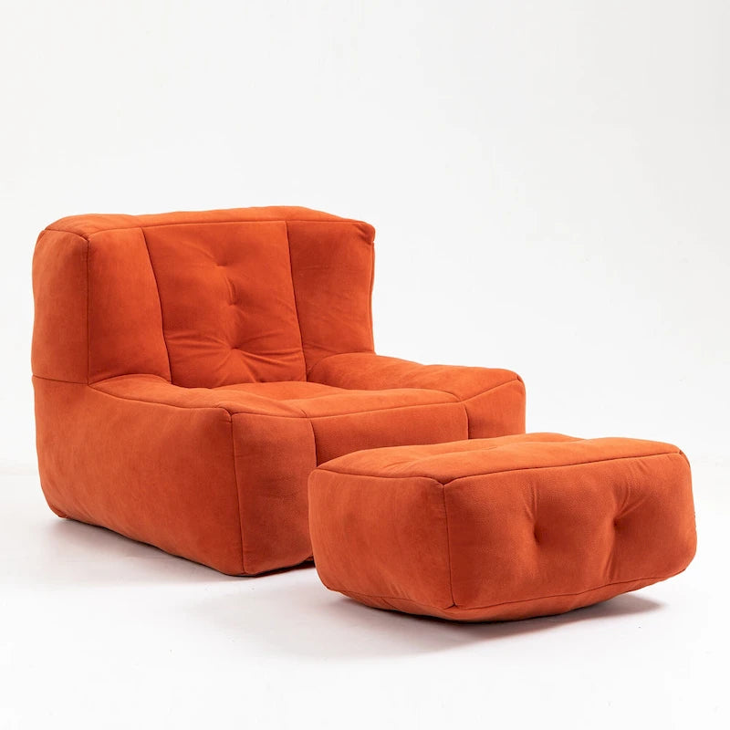 Modern 38.5 Velvet Upholstered Accent Chair with Memory Foam and Ottoman for Living Room