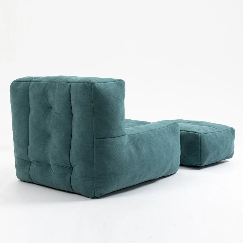 Modern 38.5 Velvet Upholstered Accent Chair with Memory Foam and Ottoman for Living Room