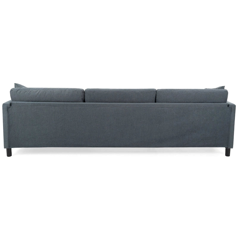 Grey 107.87 4-Seater Sectional Sofa with Removable Cushions, Movable Ottoman, and Storage Armrest Bag