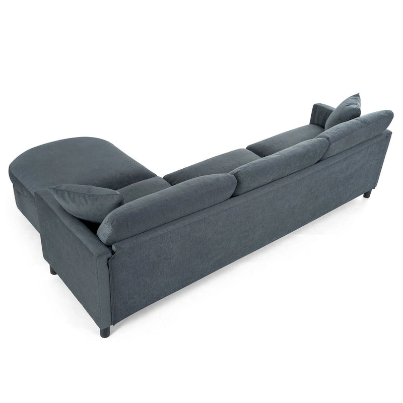 Grey 107.87 4-Seater Sectional Sofa with Removable Cushions, Movable Ottoman, and Storage Armrest Bag