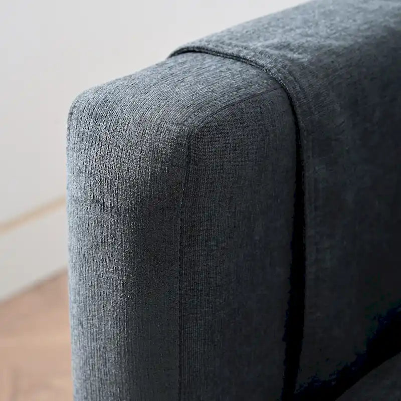 Grey 107.87 4-Seater Sectional Sofa with Removable Cushions, Movable Ottoman, and Storage Armrest Bag