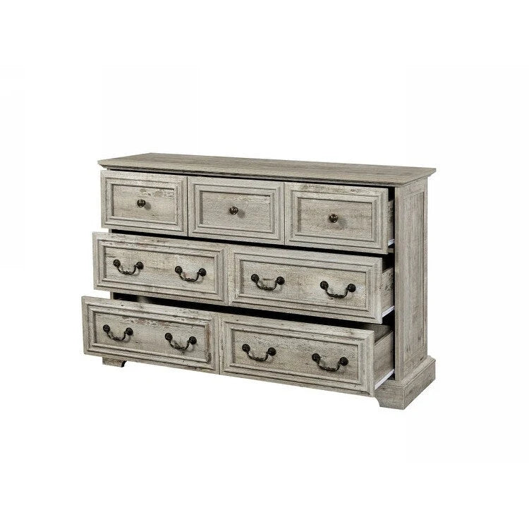 Farmhouse Modern 7-Drawer Horizontal Dresser, Vintage Design, Storage Dressers Organizer for Bedroom, Living Room