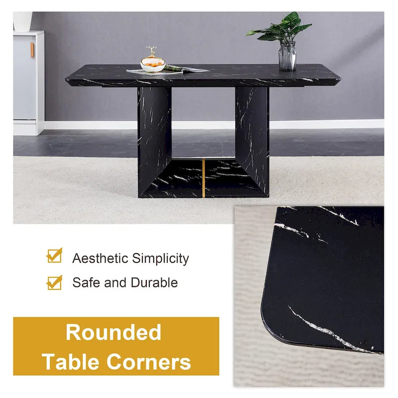 Modern Style 5-Piece Dining Set with Rectangular Table and 4 Widened Backrest Dining Chairs