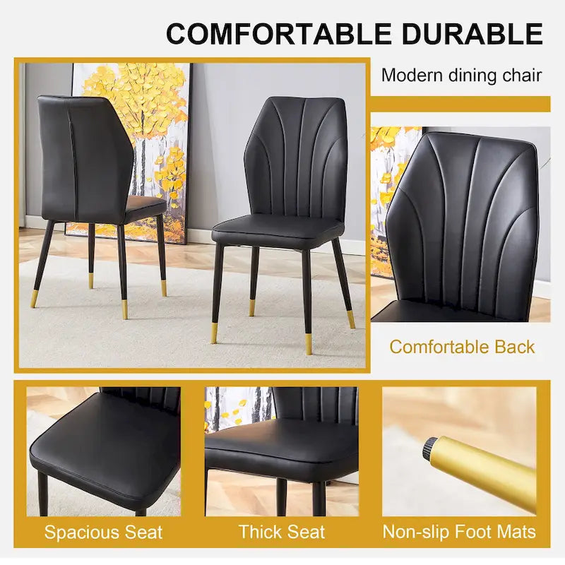 Modern Style 5-Piece Dining Set with Rectangular Table and 4 Widened Backrest Dining Chairs