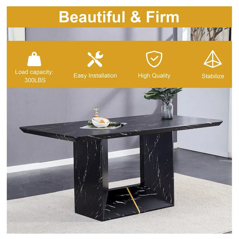 Modern Style 5-Piece Dining Set with Rectangular Table and 4 Widened Backrest Dining Chairs