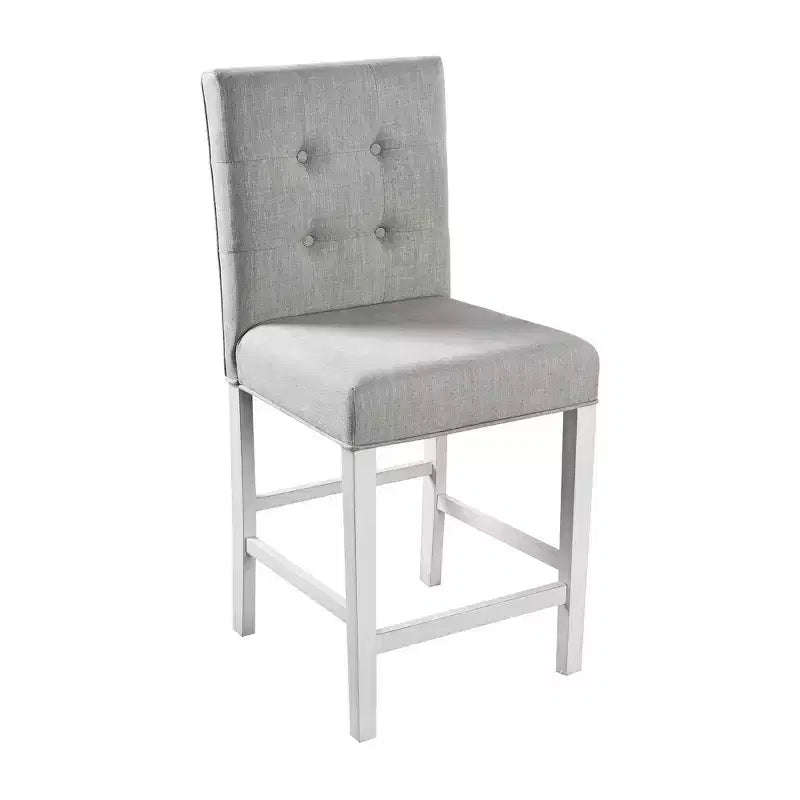 Set of 2 Pritzker Transitional Counter Height Barstools Antique White: Nailhead, Linen Upholstery - HOMES: Inside + Out