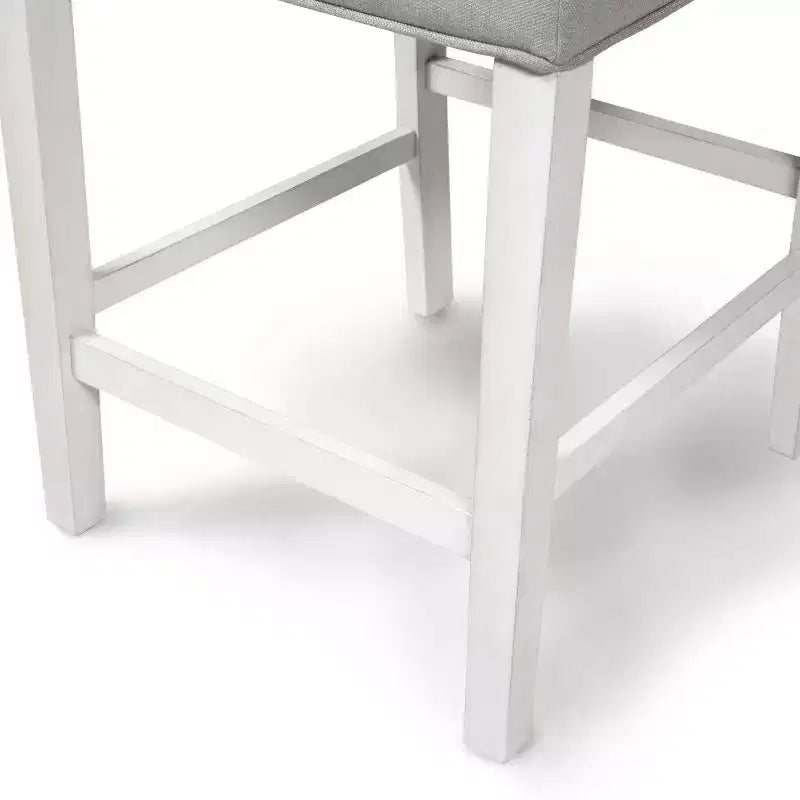 Tabourets de bar de hauteur comptoir transitionnels, blanc antique : clous décoratifs, revêtement en lin - HOMES : Inside + Out