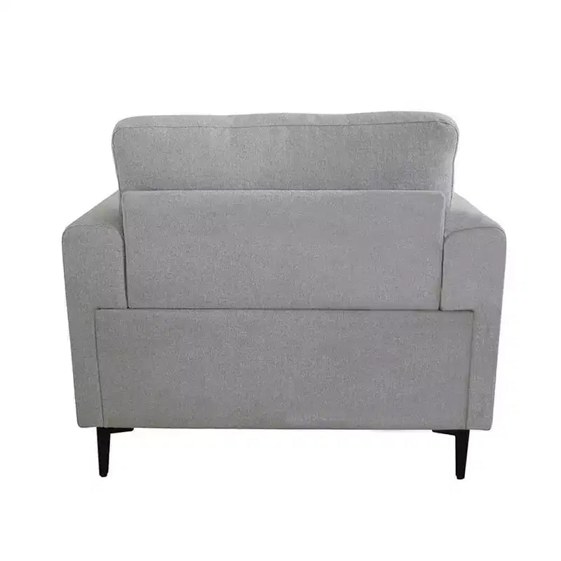 Fauteuil d'appoint en lin gris clair avec pieds en métal