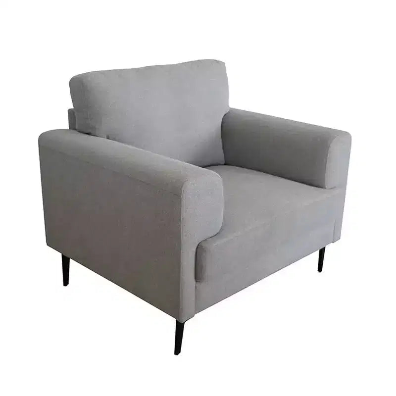 Fauteuil d'appoint en lin gris clair avec pieds en métal