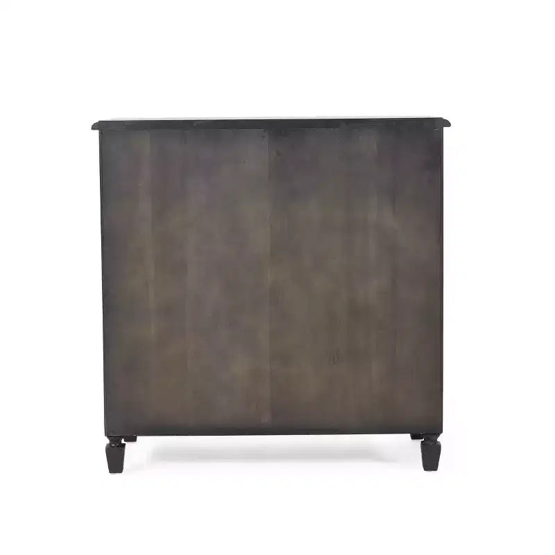 Commode à 3 tiroirs en bois d'acacia rustique et rotin gris foncé : Rangement de chambre, quincaillerie métallique