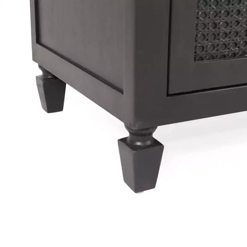 Commode à 3 tiroirs en bois d'acacia rustique et rotin gris foncé : Rangement de chambre, quincaillerie métallique