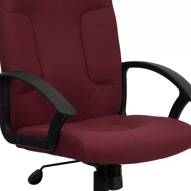 Chaise de bureau pivotante de direction à dossier mi-haut en tissu avec accoudoirs en nylon