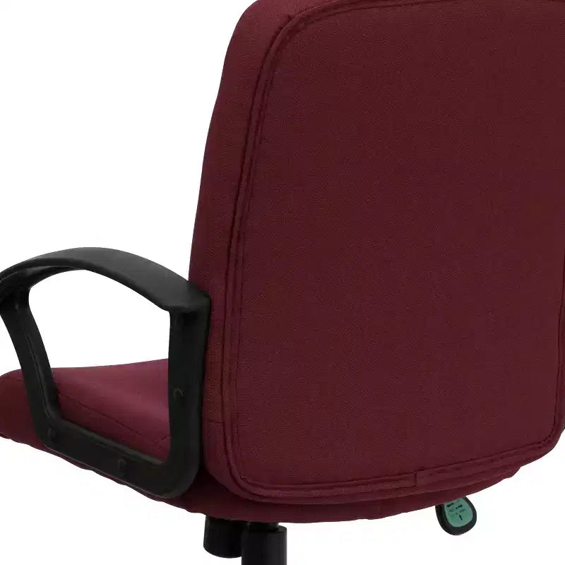 Chaise de bureau pivotante de direction à dossier mi-haut en tissu avec accoudoirs en nylon