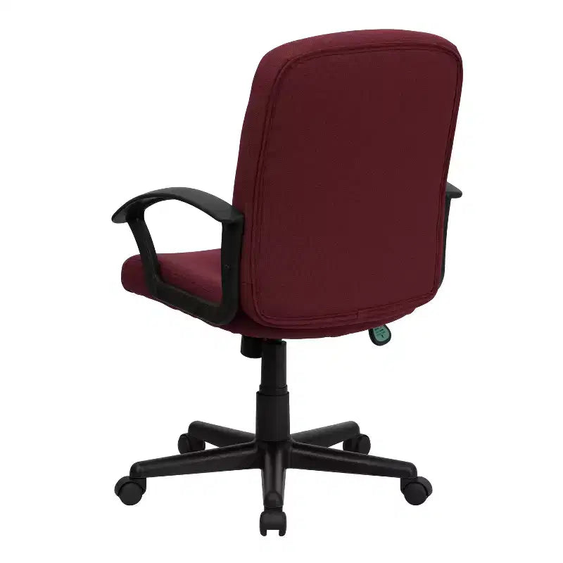 Chaise de bureau pivotante de direction à dossier mi-haut en tissu avec accoudoirs en nylon