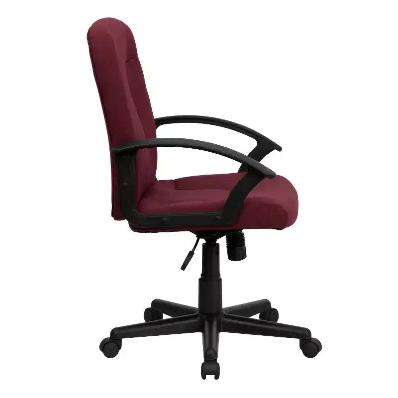 Chaise de bureau pivotante de direction à dossier mi-haut en tissu avec accoudoirs en nylon