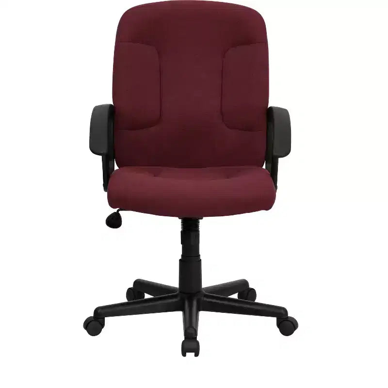 Chaise de bureau pivotante de direction à dossier mi-haut en tissu avec accoudoirs en nylon