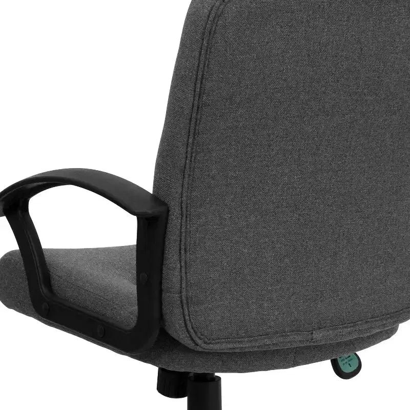 Chaise de bureau pivotante de direction à dossier mi-haut en tissu avec accoudoirs en nylon