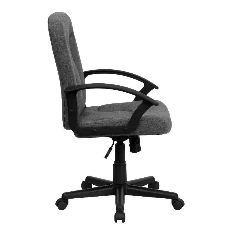 Chaise de bureau pivotante de direction à dossier mi-haut en tissu avec accoudoirs en nylon