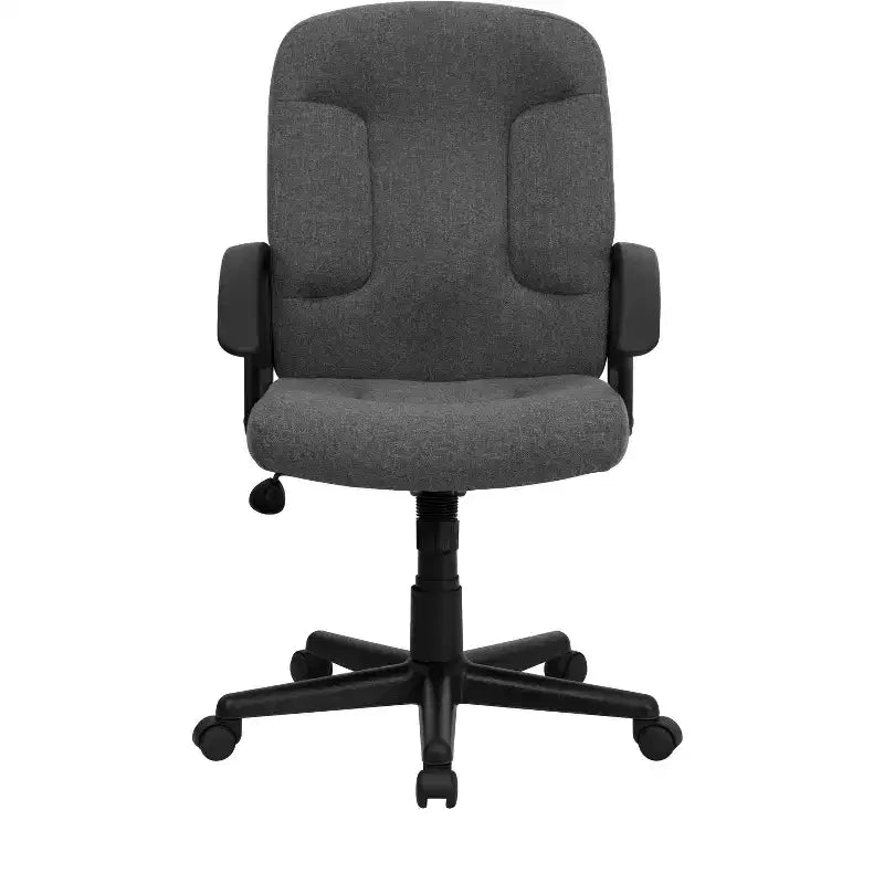 Chaise de bureau pivotante de direction à dossier mi-haut en tissu avec accoudoirs en nylon