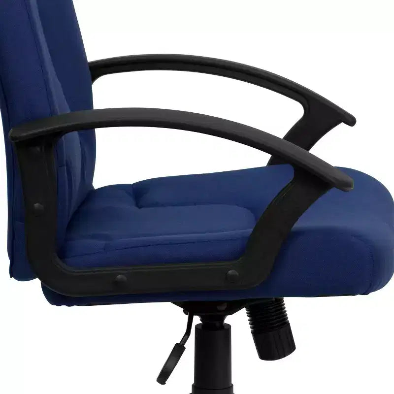 Chaise de bureau pivotante de direction à dossier mi-haut en tissu avec accoudoirs en nylon