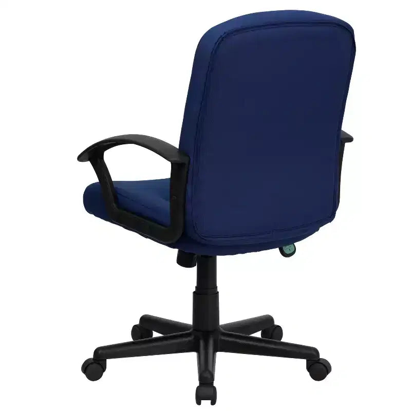 Chaise de bureau pivotante de direction à dossier mi-haut en tissu avec accoudoirs en nylon