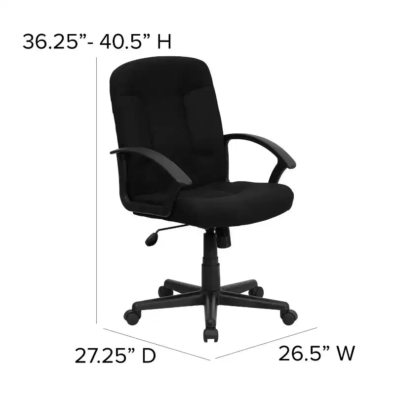 Chaise de bureau pivotante de direction à dossier mi-haut en tissu avec accoudoirs en nylon