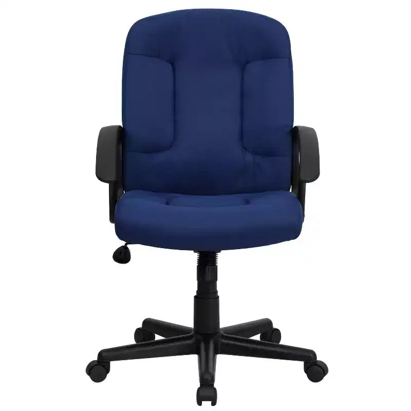 Chaise de bureau pivotante de direction à dossier mi-haut en tissu avec accoudoirs en nylon