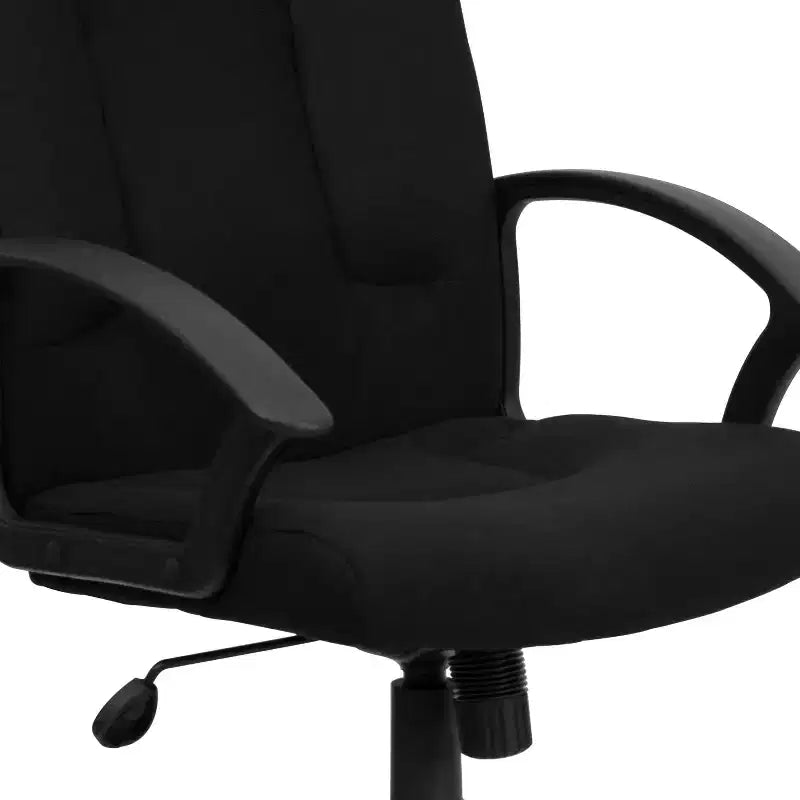 Chaise de bureau pivotante de direction à dossier mi-haut en tissu avec accoudoirs en nylon