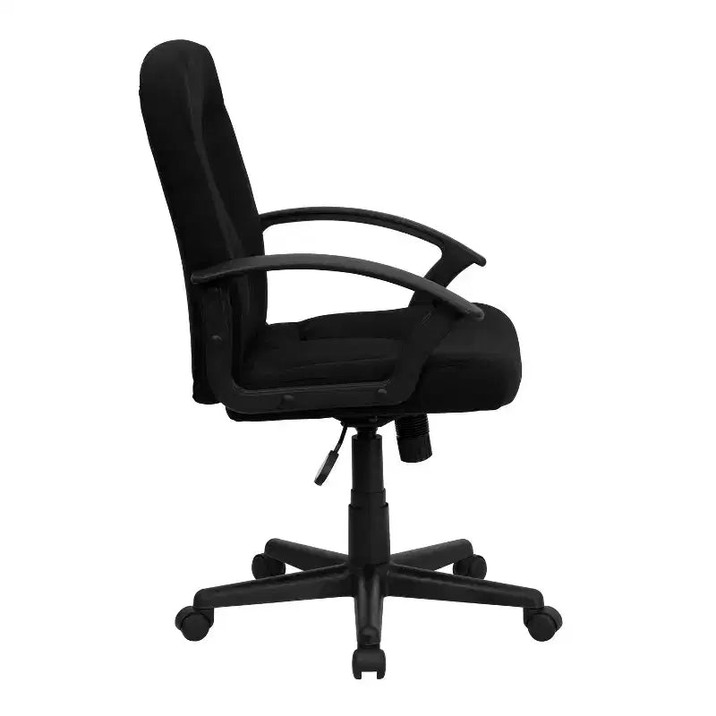 Chaise de bureau pivotante de direction à dossier mi-haut en tissu avec accoudoirs en nylon