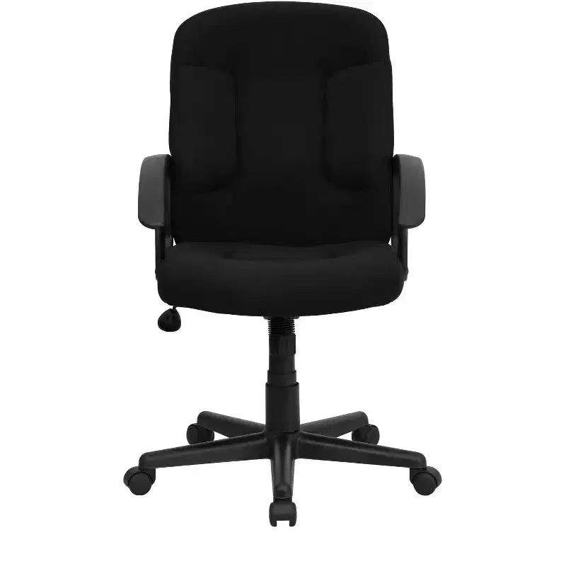 Chaise de bureau pivotante de direction à dossier mi-haut en tissu avec accoudoirs en nylon