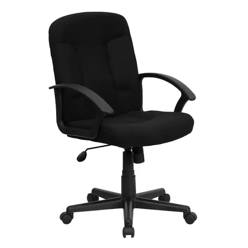 Chaise de bureau pivotante de direction à dossier mi-haut en tissu avec accoudoirs en nylon