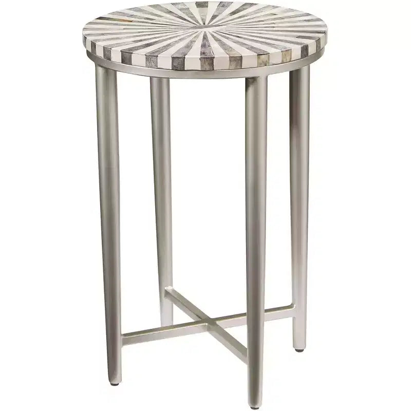 Coast to Coast Accents Hannibal Modern Iron Round Accent Table 14 for Silver Gray Pinwheel Tabletop for Living Room Bedroom Bedside Entryway Office