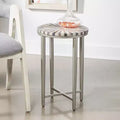Table d'appoint ronde moderne en fer 14 avec plateau en pinwheel gris argenté pour salon, chambre, chevet, entrée, bureau