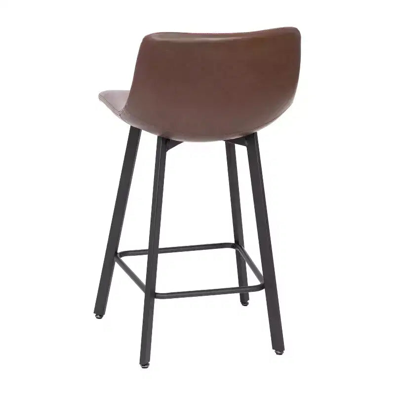 Lot de Deux Tabourets de Bar Modernes Rembourrés de 24 pouces, Armatures en Métal Mat et Patins en Plastique