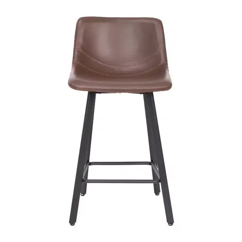 Lot de Deux Tabourets de Bar Modernes Rembourrés de 24 pouces, Armatures en Métal Mat et Patins en Plastique