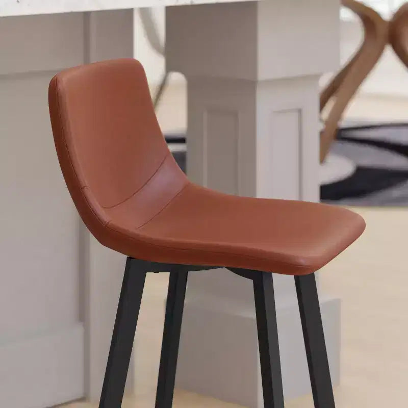 Lot de Deux Tabourets de Bar Modernes Rembourrés de 24 pouces, Armatures en Métal Mat et Patins en Plastique
