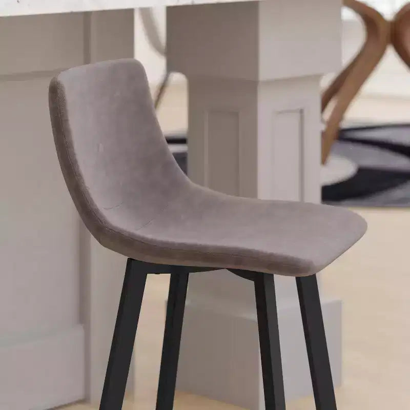 Lot de Deux Tabourets de Bar Modernes Rembourrés de 24 pouces, Armatures en Métal Mat et Patins en Plastique