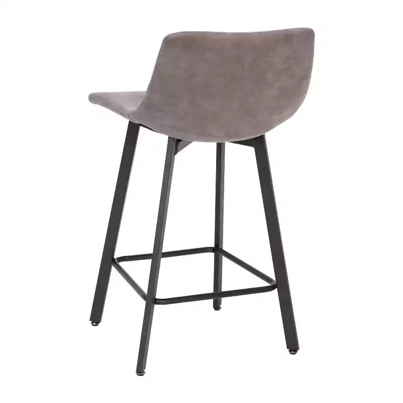 Lot de Deux Tabourets de Bar Modernes Rembourrés de 24 pouces, Armatures en Métal Mat et Patins en Plastique