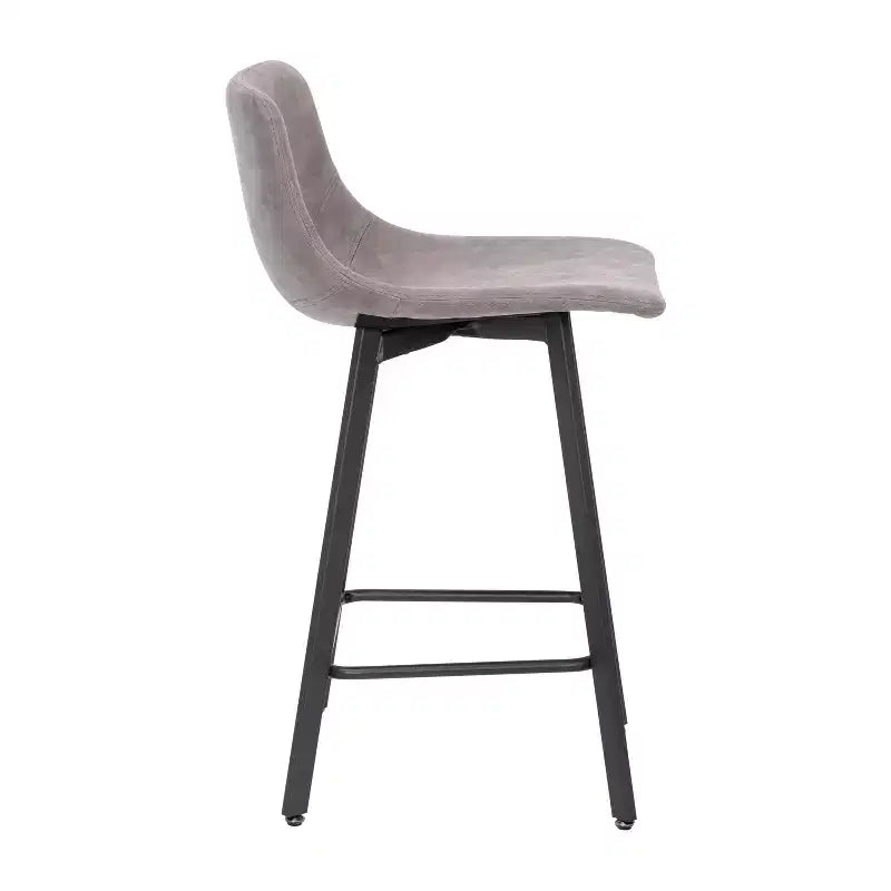 Lot de Deux Tabourets de Bar Modernes Rembourrés de 24 pouces, Armatures en Métal Mat et Patins en Plastique