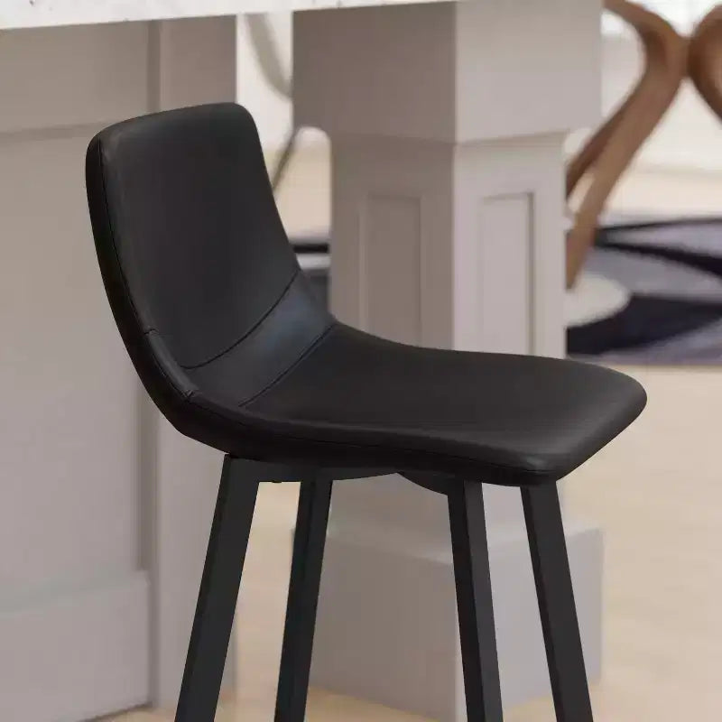 Lot de Deux Tabourets de Bar Modernes Rembourrés de 24 pouces, Armatures en Métal Mat et Patins en Plastique