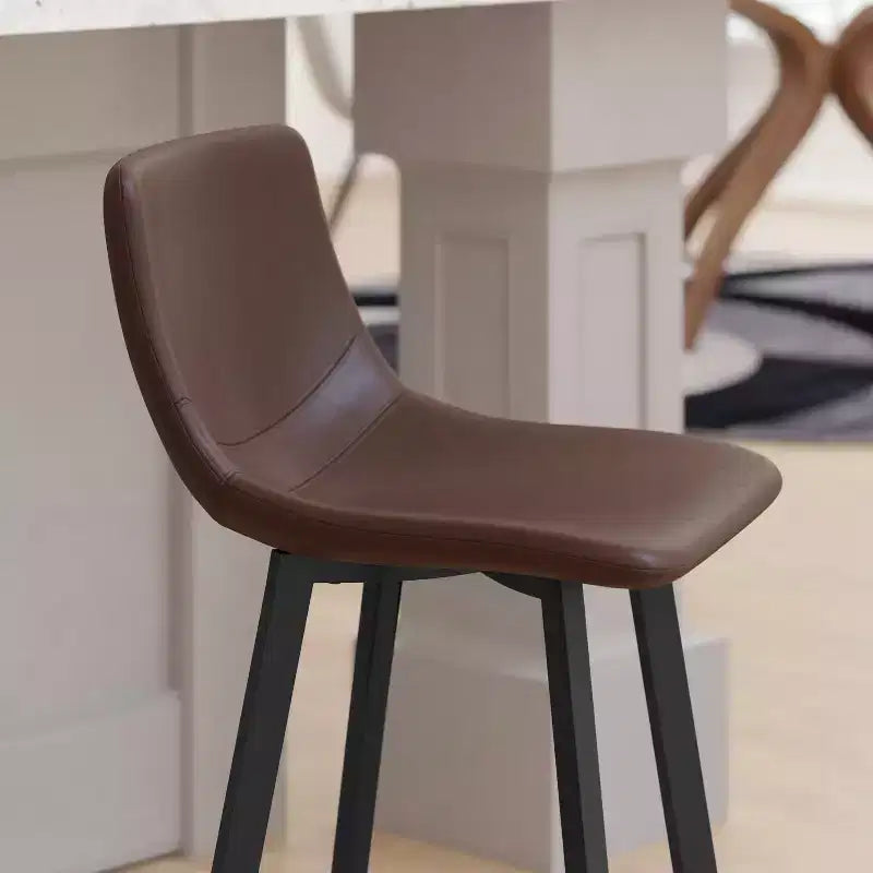 Lot de Deux Tabourets de Bar Modernes Rembourrés de 24 pouces, Armatures en Métal Mat et Patins en Plastique