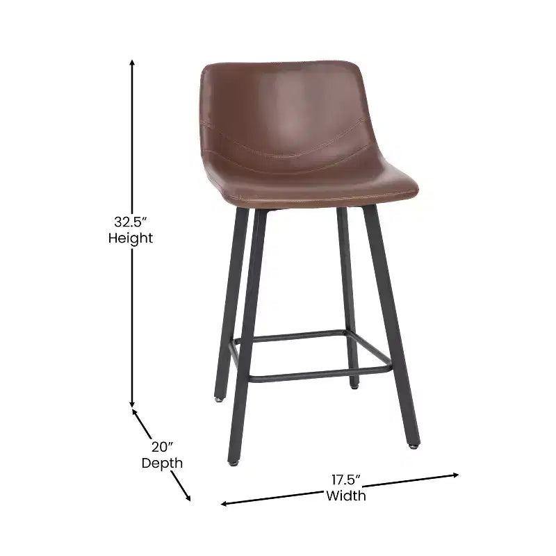 Lot de Deux Tabourets de Bar Modernes Rembourrés de 24 pouces, Armatures en Métal Mat et Patins en Plastique