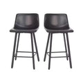 Lot de Deux Tabourets de Bar Modernes Rembourrés de 24 pouces, Armatures en Métal Mat et Patins en Plastique