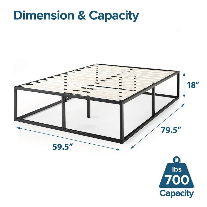 Priage by ZINUS Black Metal Platforma Bed Frame