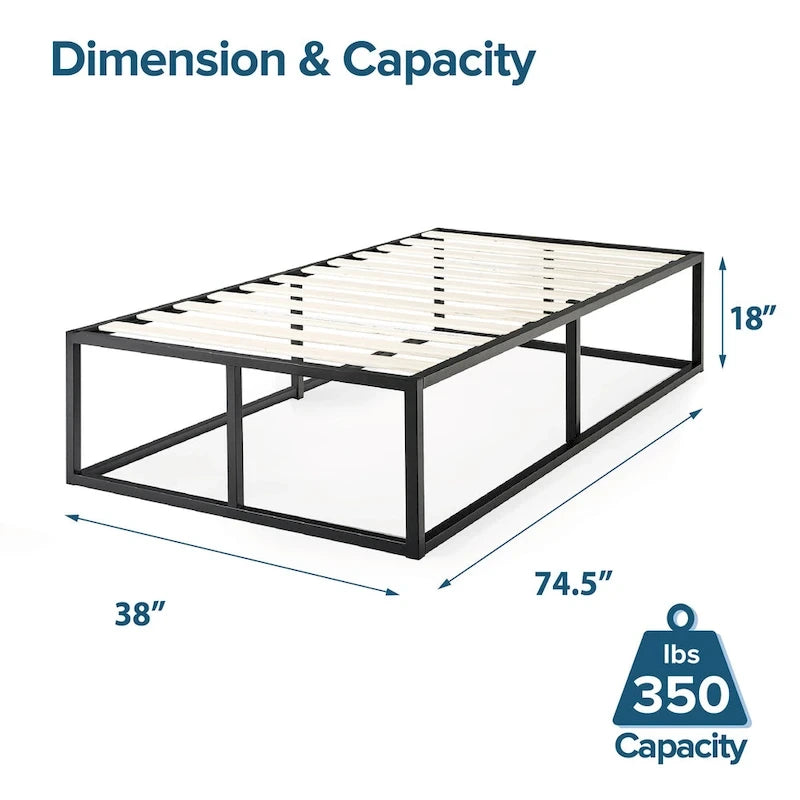 Priage by ZINUS Black Metal Platforma Bed Frame
