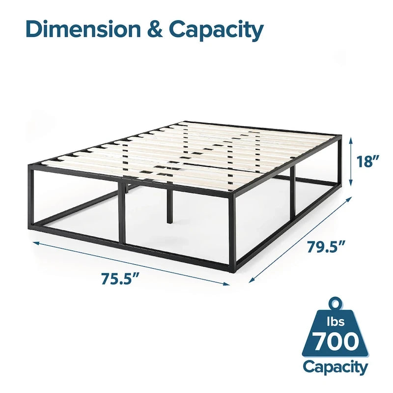 Priage by ZINUS Black Metal Platforma Bed Frame