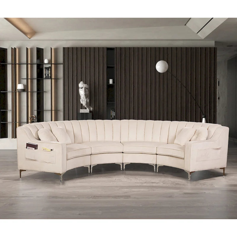 Velvet Curved Sofas & Couches 4 Seats Round shape for Living room - 142