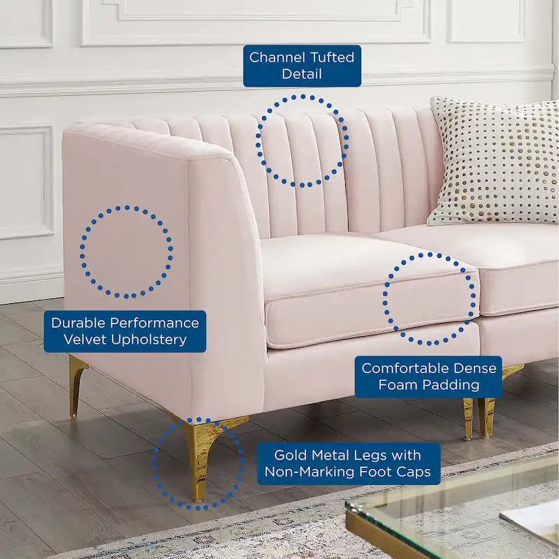 Triumph Channel Tufted Performance Velvet 6-Piece Sectional Sofa
