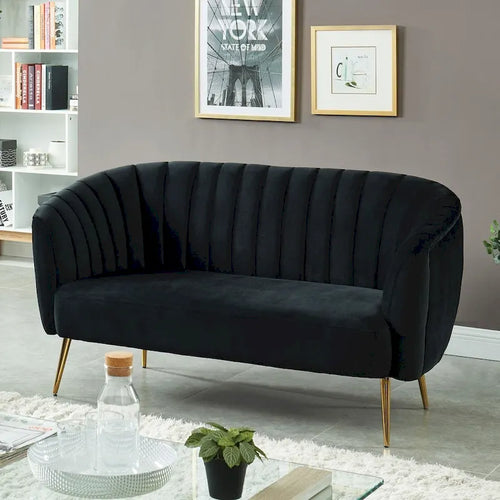 Albany Contemporary Velvet Microfiber Tufted Love Seat by Silver Orchid